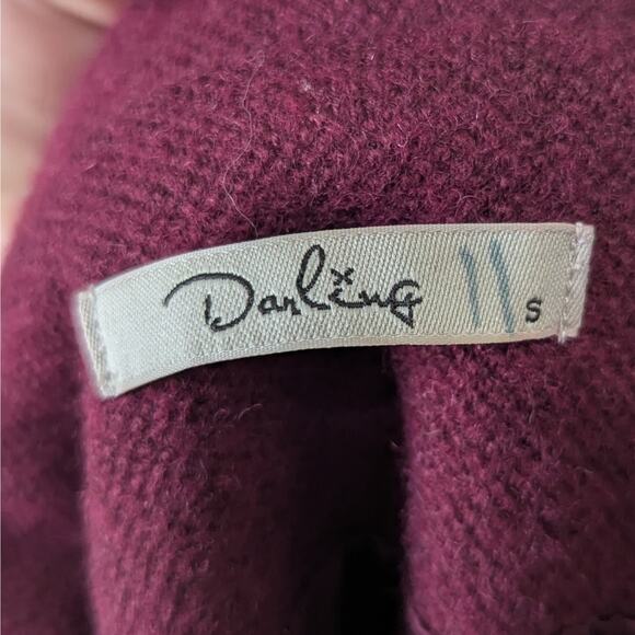 Darling London Burgundy Floral Lace Overlay Collared 3 Button Pea Coat Small - Picture 6 of 9